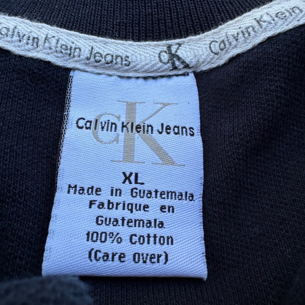 Vintage 90s Calvin Klein Jeans Polo Shirt Workwear Gorpcore Black XL (g4a) - Picture 5 of 7